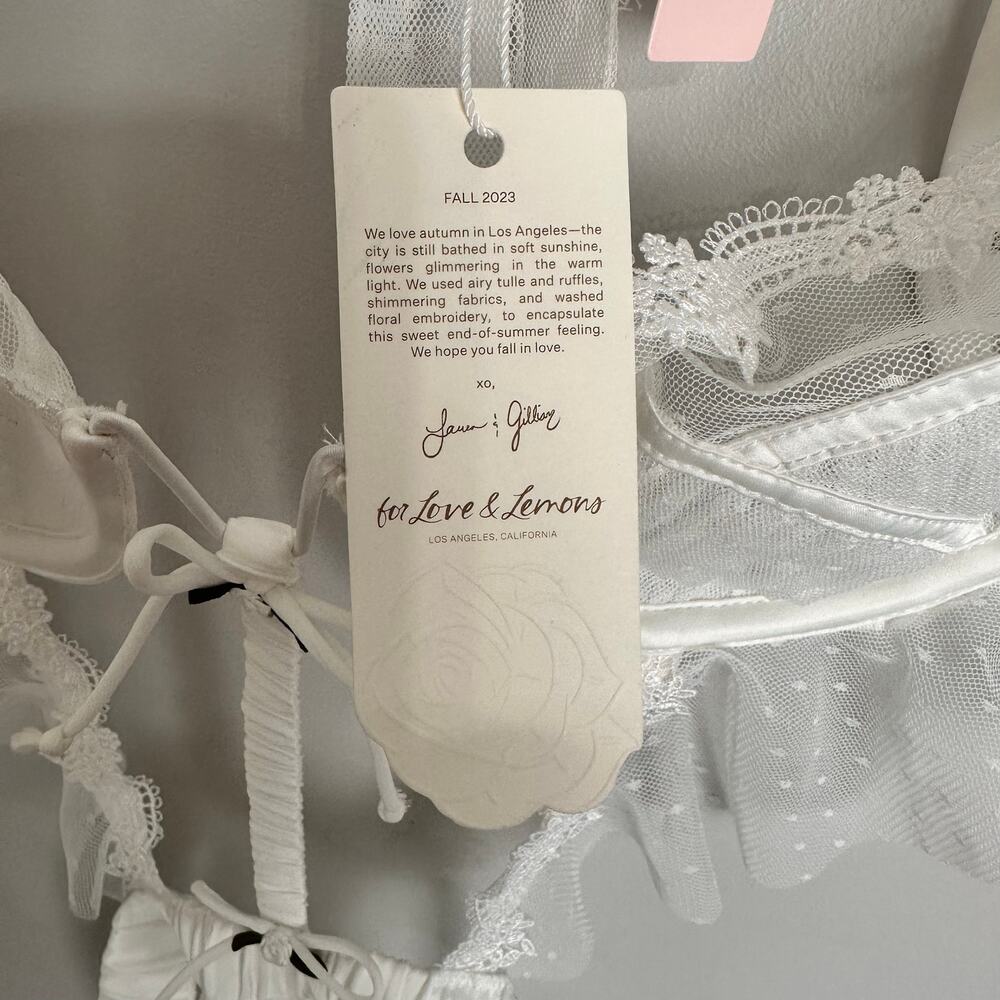 For Love & Lemons Eternal Rose Lace Ribbons Teddy Sz 8/10 Large Bridal White NWT - Picture 5 of 15